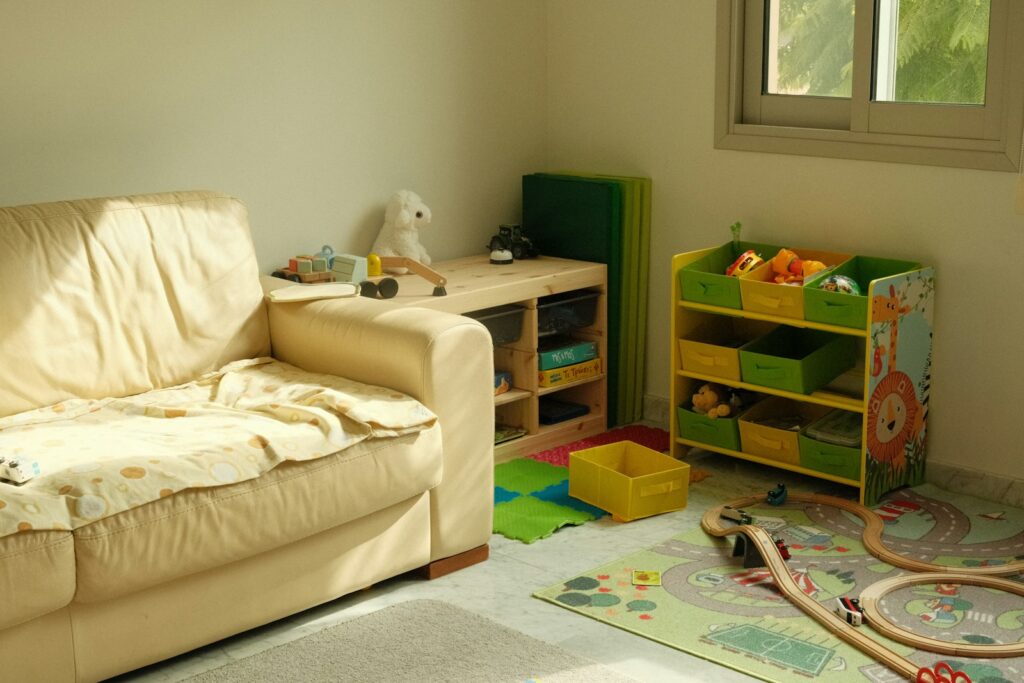 Illustrative image of a colourful children's playroom for the Teeny Town story